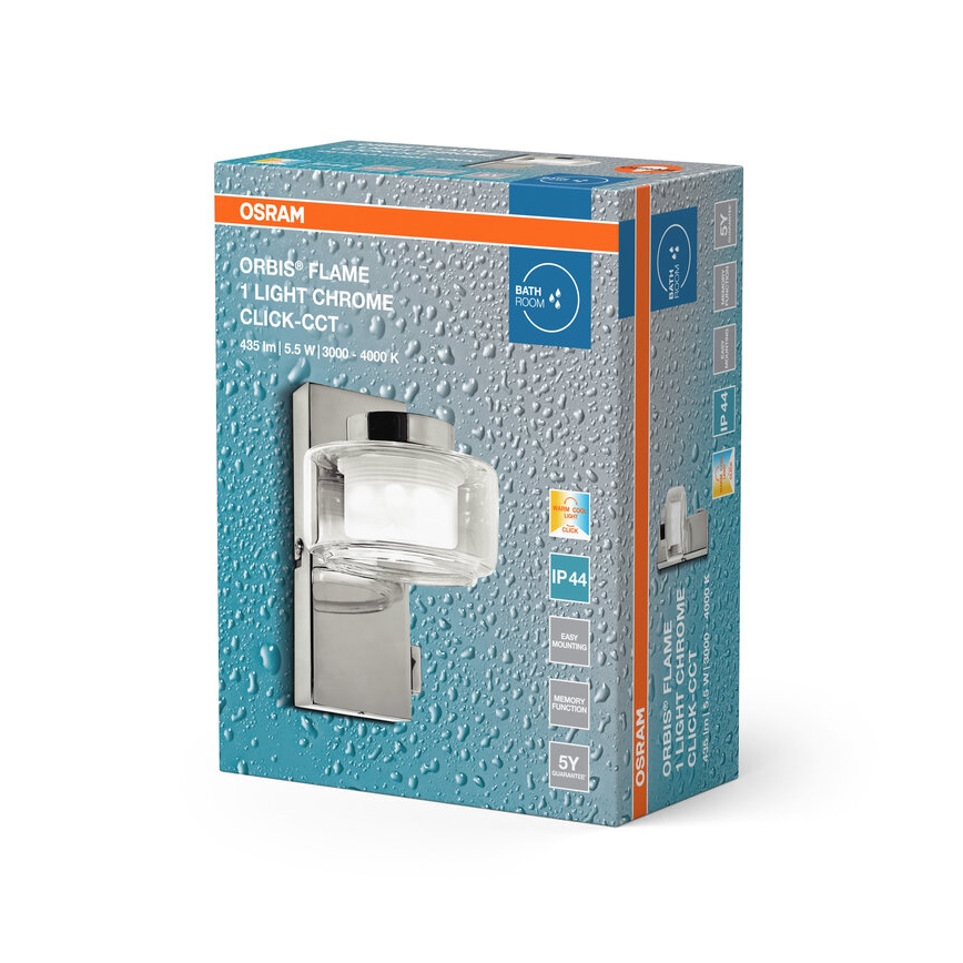 Osram - Applique da parete LED per bagno ORBIS FLAME LED/5,5W/230V 3000/4000K IP44 cromo lucido
