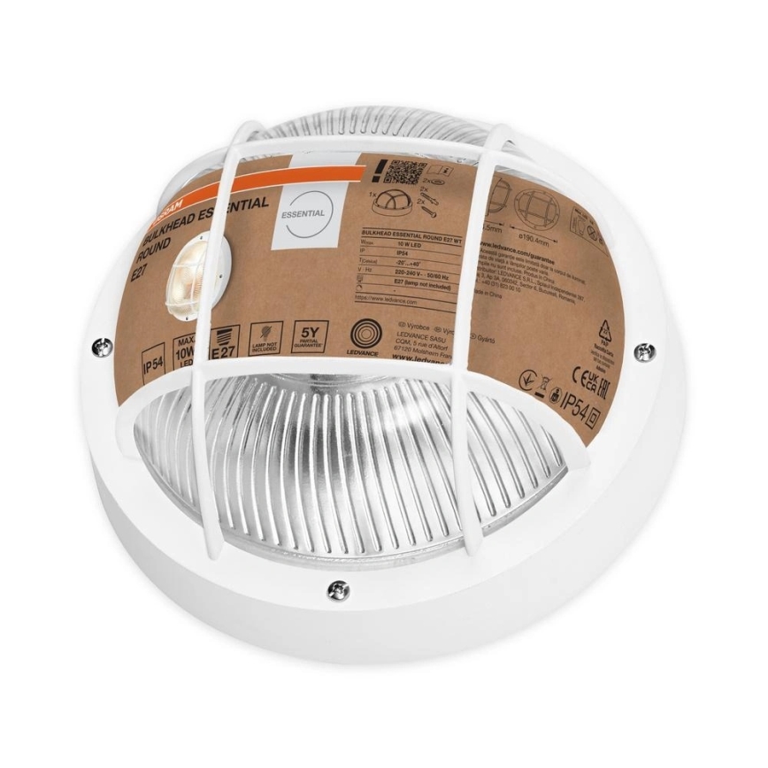 Osram - Lampada da parete per esterni BULKHEAD 1xE27/10W/230V Ø 19 cm IP54 bianca