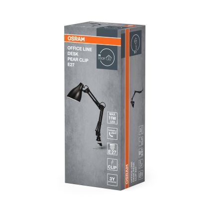 Osram - Lampada da scrivania con clip DESK LINE 1xE27/11W/230V nera