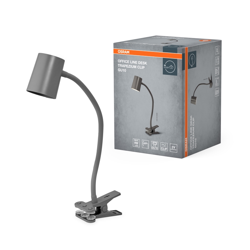 Osram - Lampada da scrivania con clip DESK LINE 1xGU10/9W/230V grigia