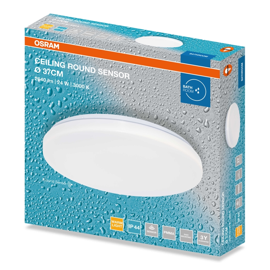 Osram - Plafoniera LED per bagno con sensore crepuscolare CEILING ROUND LED/24W/230V 3000K Ø 37 cm IP44 bianca
