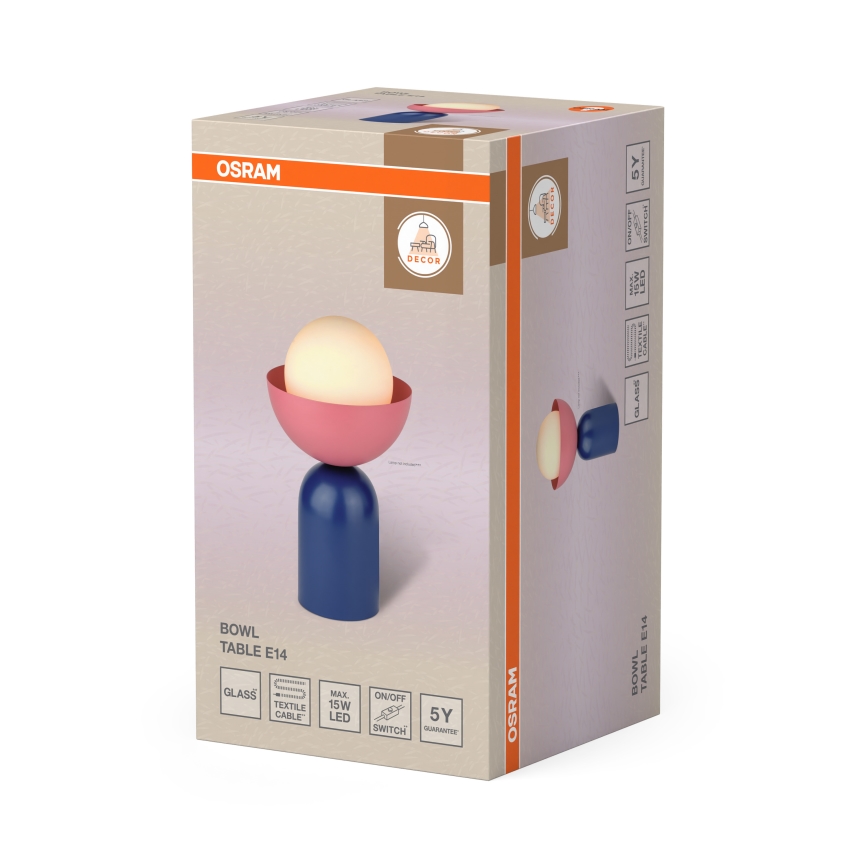 Osram - Lampada da tavolo DECOR BOWL 1xE14/25W/230V blu/rosa