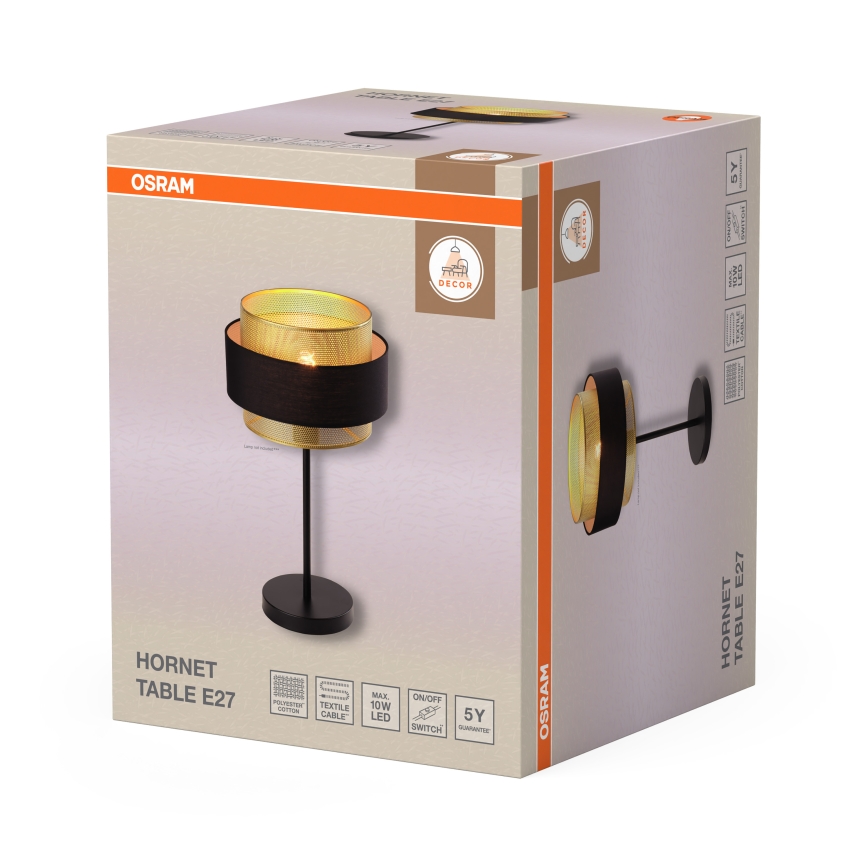 Osram - Lampada da tavolo DECOR HORNET 1xE27/10W/230V nera/dorata