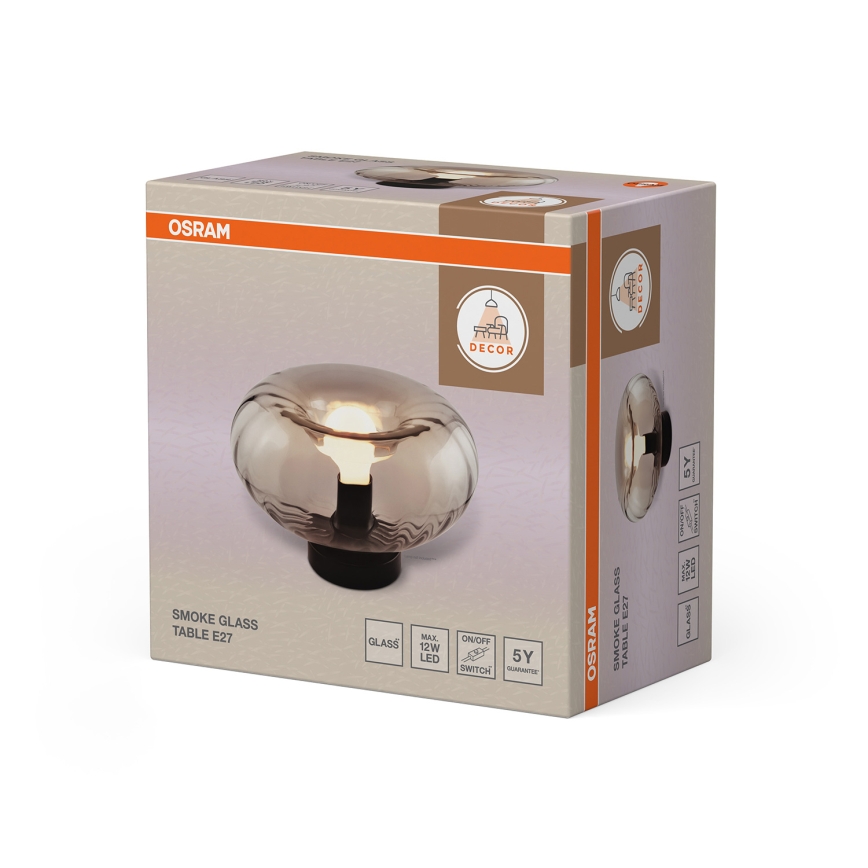 Osram - Lampada da tavolo DECOR SMOKE 1xE27/12W/230V nera/grigio fumé