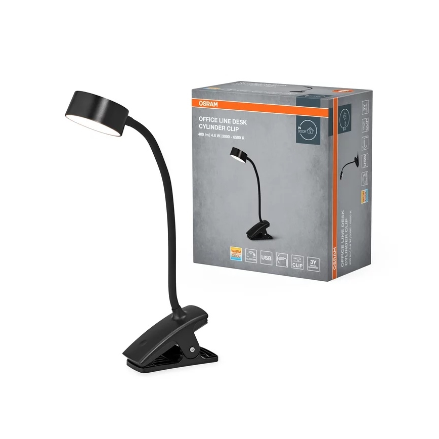 Osram - Lampada da scrivania LED dimmerabile con clip OFFICE LINE LED/4,8W/230V 3000/4000/6500K nera