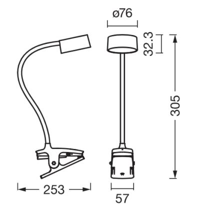 Osram - Lampada da scrivania LED dimmerabile con clip OFFICE LINE LED/4,8W/230V 3000/4000/6500K nera