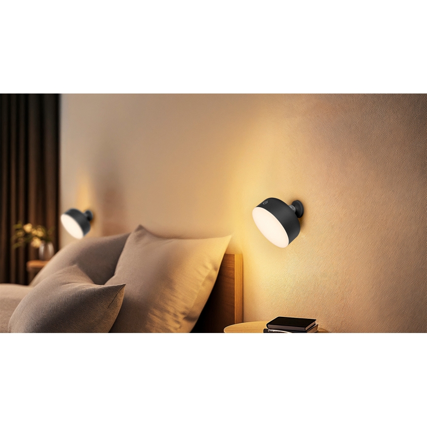 Osram - Lampada da tavolo LED ricaricabile dimmerabile 3 in 1 DECOR HELPER LED/1,8W/5V nera