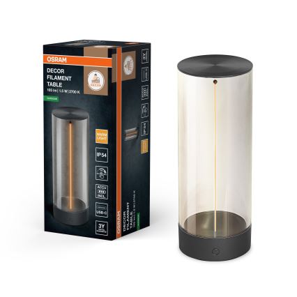 Osram - Lampada da tavolo da esterno LED dimmerabile a sfioramento ENDURA STYLE LED/1,5W/5V 2500 mAh USB IP54 antracite