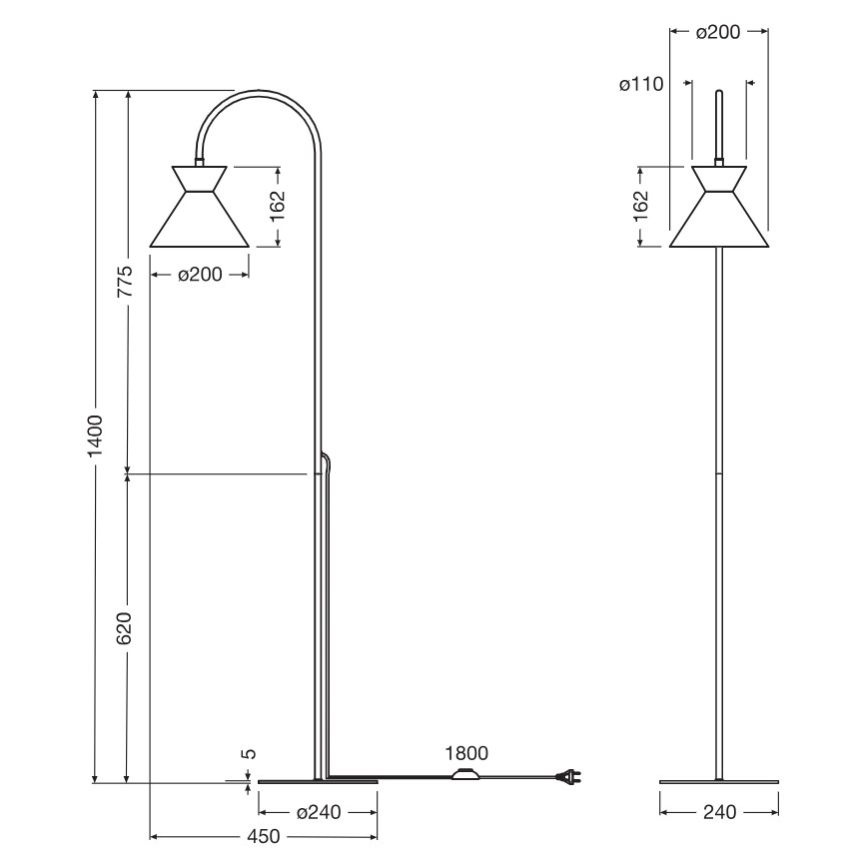 Osram - Lampada da terra DECOR WAIST 1xE27/40W/230V nera