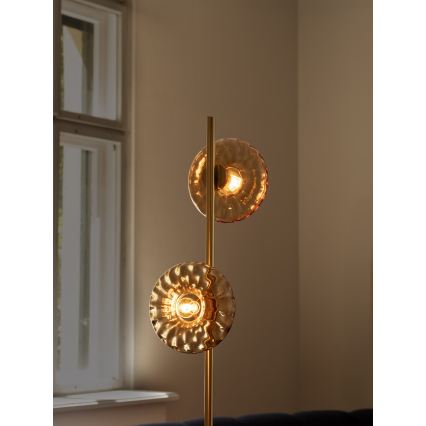 Osram - Lampada da terra GOLD GLASS 2xE14/12W/230V dorata/beige fumé