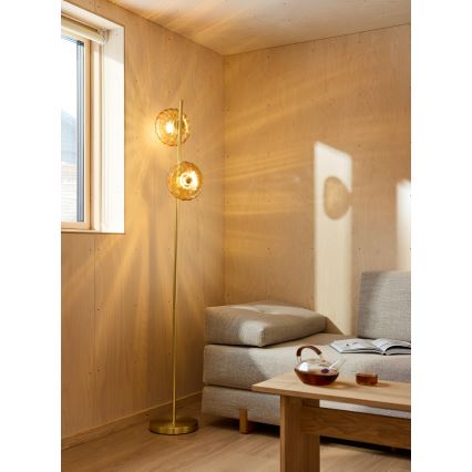 Osram - Lampada da terra GOLD GLASS 2xE14/12W/230V dorata/beige fumé