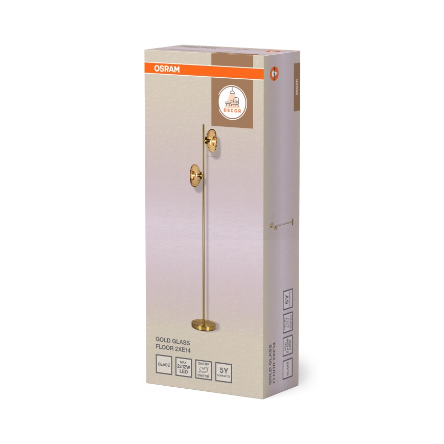 Osram - Lampada da terra GOLD GLASS 2xE14/12W/230V dorata/beige fumé