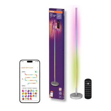 Osram - Lampada da terra LED RGBW dimmerabile SMART+ MAGIC LED/11,5W/230V 2700-6500K argento Wi-Fi + telecomando