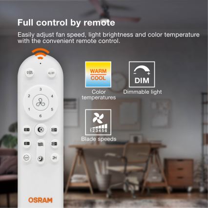 Osram - Plafoniera LED dimmerabile con ventilatore LEVECHE LED/36W/230V 3000/4000/6500K + telecomando