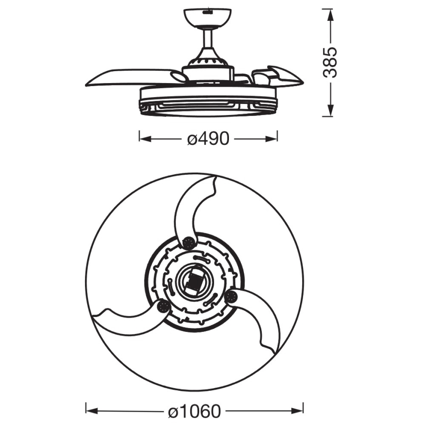 Osram - Plafoniera LED dimmerabile con ventilatore LEVECHE LED/36W/230V 3000/4000/6500K + telecomando