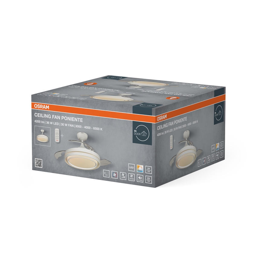 Osram - Plafoniera LED dimmerabile con ventilatore PONIENTE LED/36W/230V 3000/4000/6500K + telecomando
