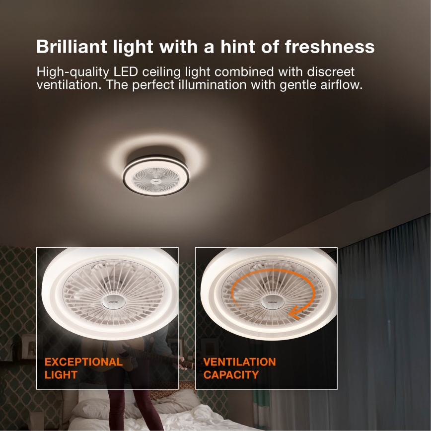 Osram - Plafoniera LED dimmerabile con ventilatore MURLAN LED/26W/230V 3000-6500K + telecomando