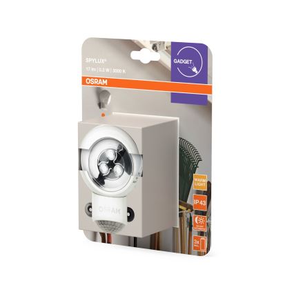 Osram - Lampada LED orientativa per esterni con sensore di movimento e crepuscolare SPYLUX LED/0,3W/4,5V IP43 bianco