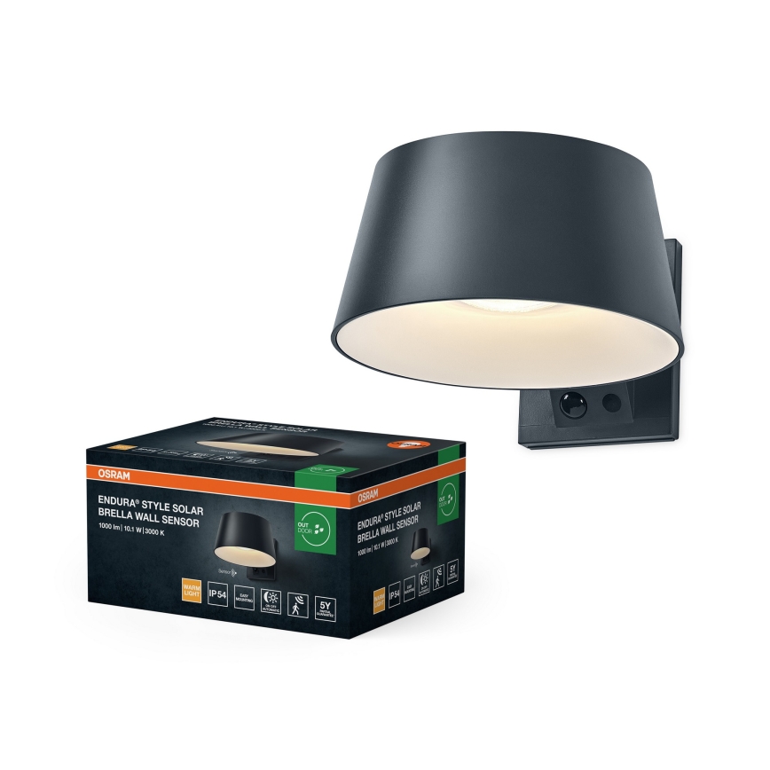 Osram - Applique solare a LED con sensore ENDURA STYLE LED 10,1 W / 4,2 V, 2000 mAh, IP54, antracite