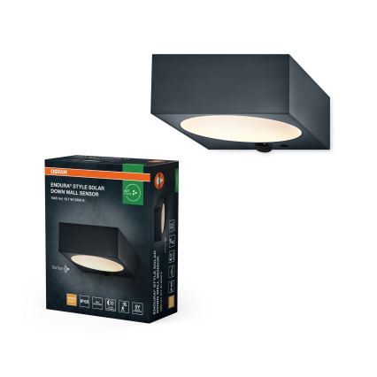 Osram - Lampada da parete solare LED dimmerabile con sensore ENDURA STYLE LED/10,7W/4,2V 2000 mAh IP65 antracite