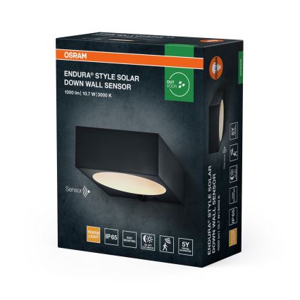 Osram - Lampada da parete solare LED dimmerabile con sensore ENDURA STYLE LED/10,7W/4,2V 2000 mAh IP65 antracite