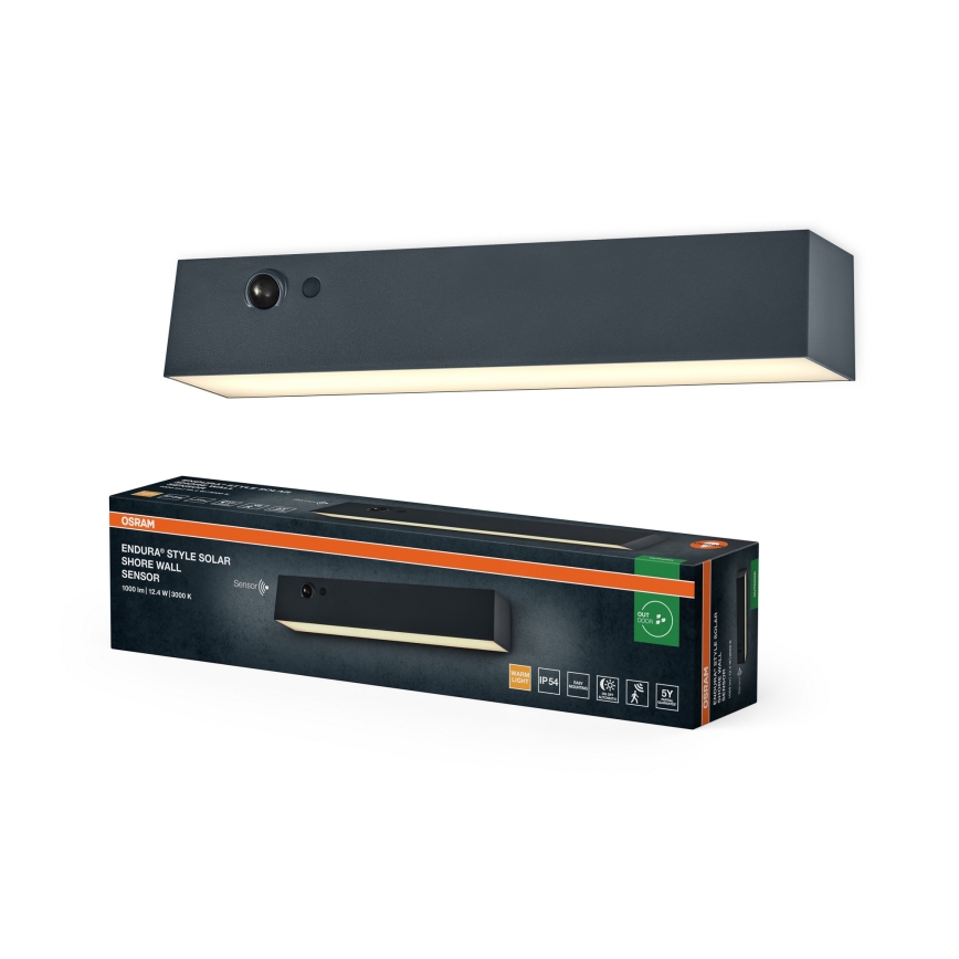 Osram - Applique solare a LED con sensore ENDURA STYLE LED/12,4W/4,2V 2000 mAh IP54 antracite