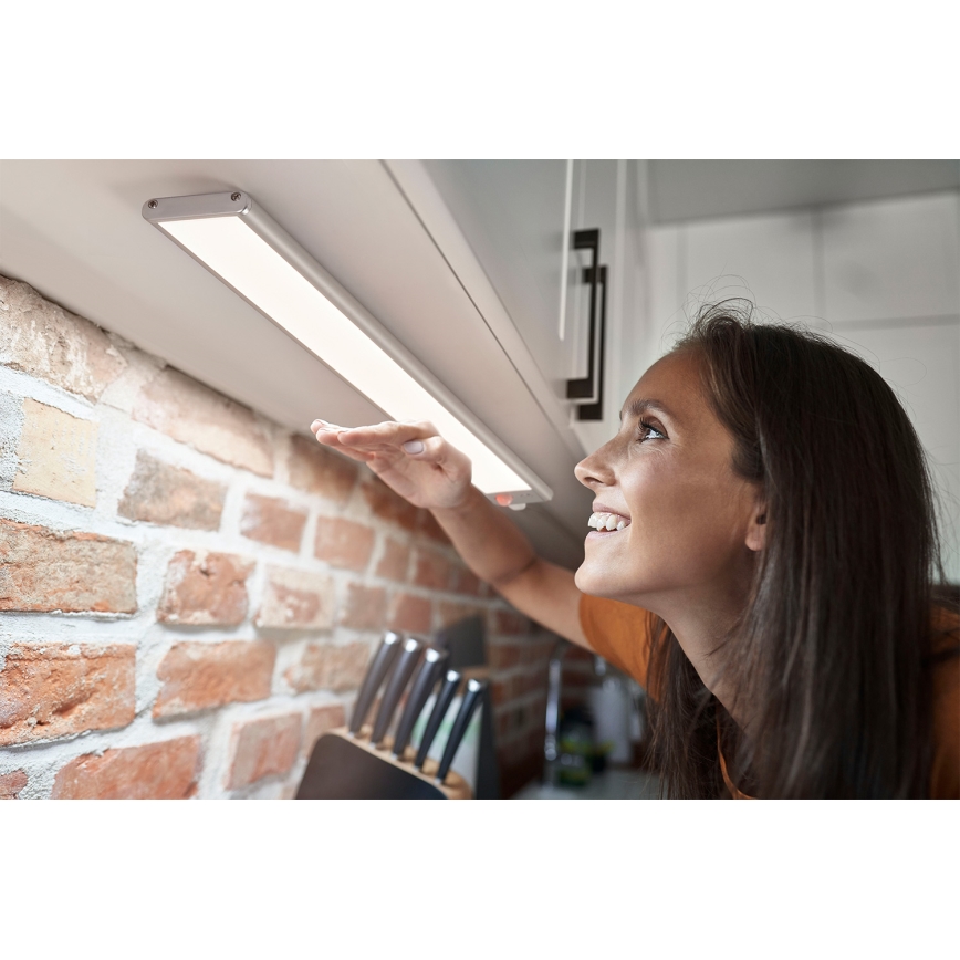 Osram - Lampada sottopensile LED LINEAR con sensore di movimento e sensore crepuscolare, 4W, 3,7V, 1500 mAh, 3000/4000/6500K, 60 cm, grigio