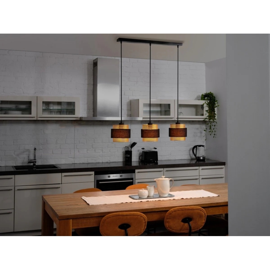 Osram - Lampadario a sospensione con cavo DECOR HORNET 3xE27/10W/230V nero/oro