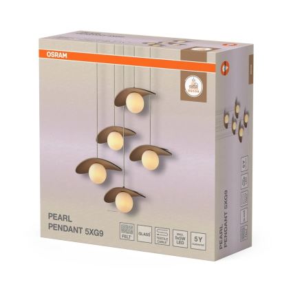 Osram - Lampadario a sospensione su cavo DECOR PEARL 5xG9/5W/230V beige