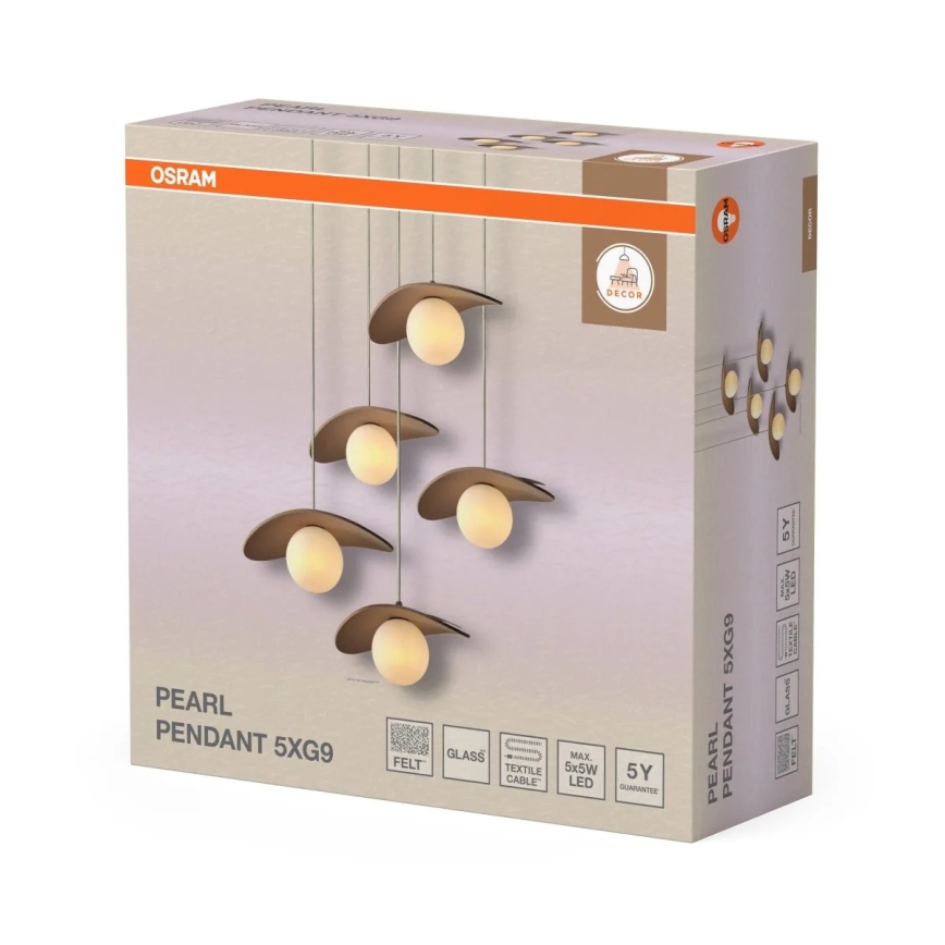 Osram - Lampadario a sospensione su cavo DECOR PEARL 5xG9/5W/230V beige