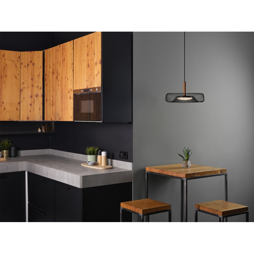 Osram - Lampadario LED a sospensione con cavo DECOR MESH LED/18,5W/230V Ø 40 cm nero/legno di caucciù