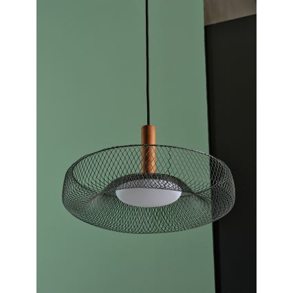 Osram - Lampadario LED a sospensione con cavo DECOR MESH LED/18,5W/230V Ø 40 cm nero/legno di caucciù