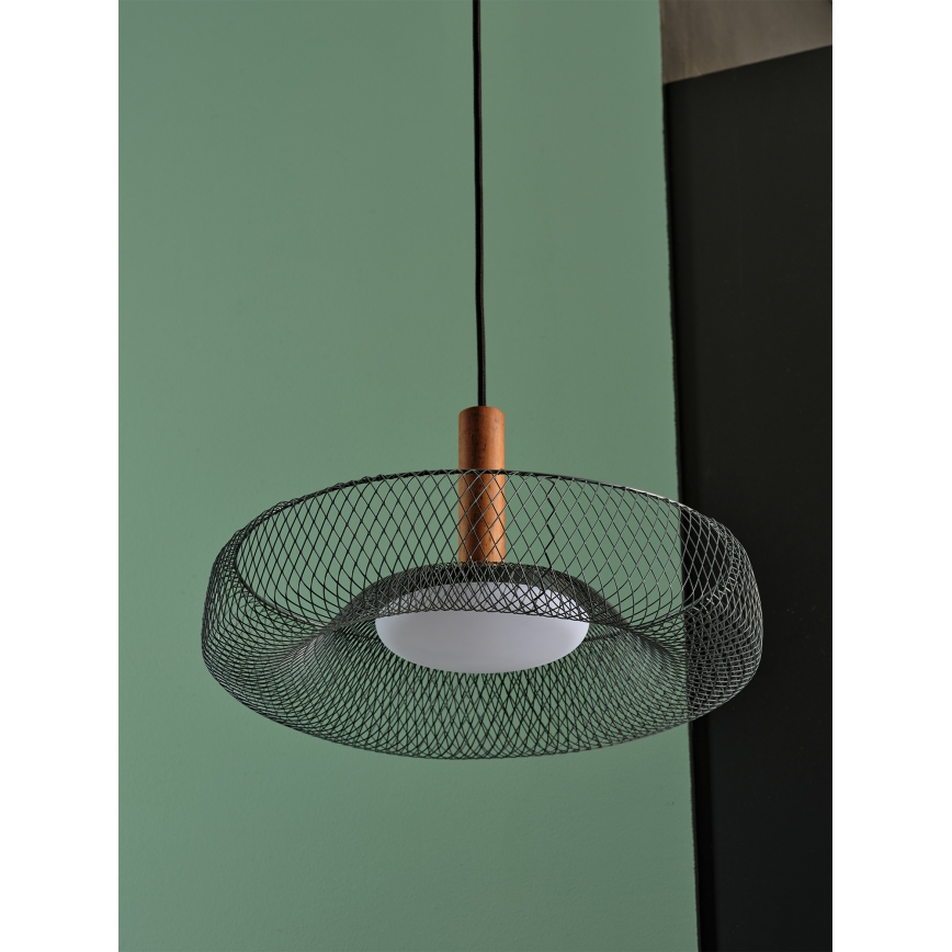Osram - Lampadario LED a sospensione con cavo DECOR MESH LED/18,5W/230V Ø 40 cm nero/legno di caucciù