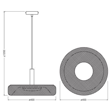 Osram - Lampadario LED a sospensione con cavo DECOR MESH LED/18,5W/230V Ø 40 cm nero/legno di caucciù