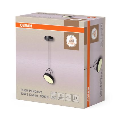 Osram - Lampadario LED a sospensione su cavo DECOR PUCK LED/12W/230V CRI 90 nero