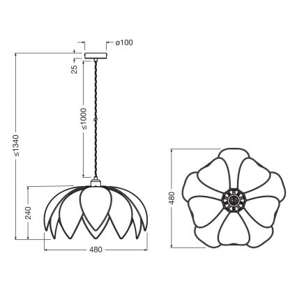Osram - Lampadario sospeso con cavo DECOR RATTAN 1xE27/15W/230V Ø 48 cm beige/nero