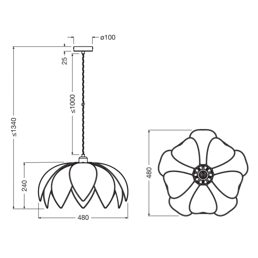 Osram - Lampadario sospeso con cavo DECOR RATTAN 1xE27/15W/230V Ø 48 cm beige/nero