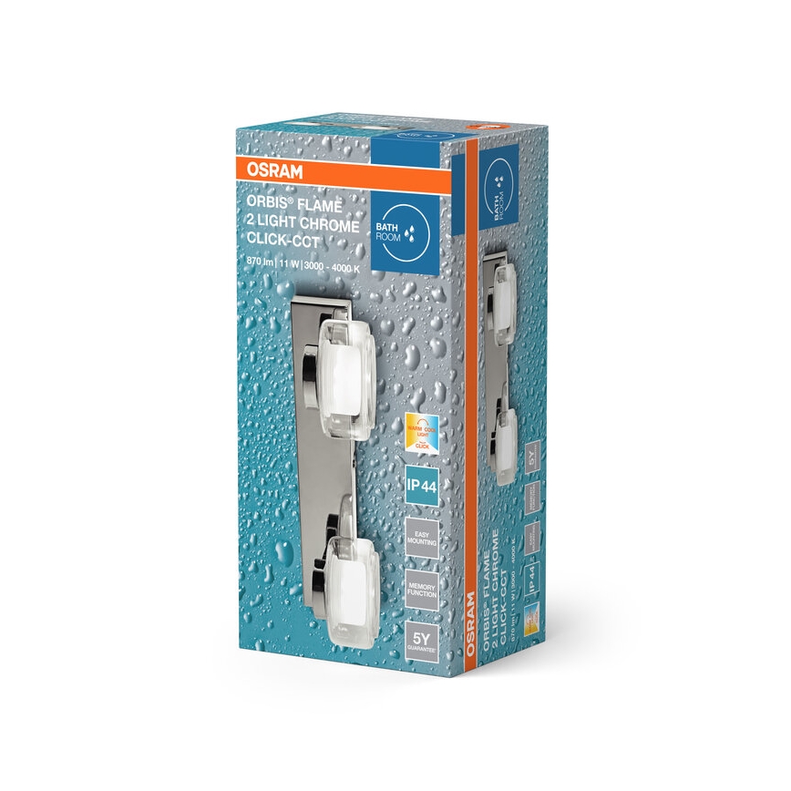 Osram - Applique LED per bagno ORBIS FLAME 2xLED/5,5W/230V 3000/4000K IP44 cromo lucido