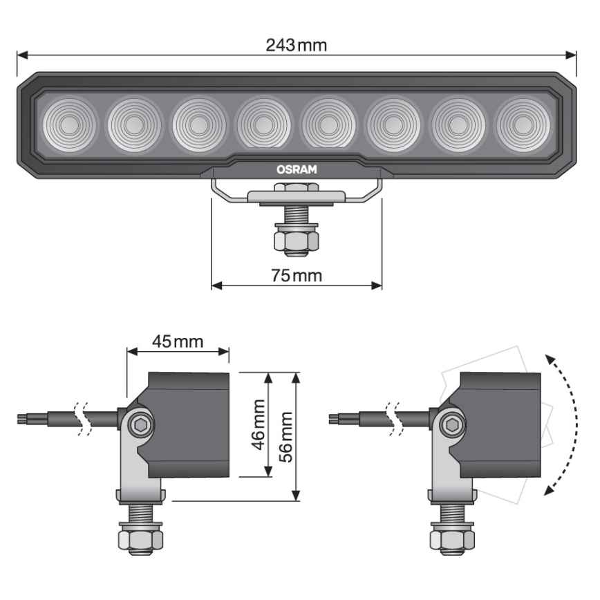 Osram - Faretto LED per auto LIGHTBAR WL VX250-WD LED/36W/12/24V 6000K IP69