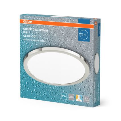 Osram - Plafoniera da bagno LED DISC, 18W/230V, 3000/4000K, diam. 30 cm, IP44, argento