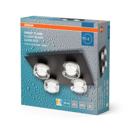 Osram - Plafoniera LED da soffitto per bagno ORBIS FLAME 4xLED/5,5W/230V 3000/4000K IP44 nero