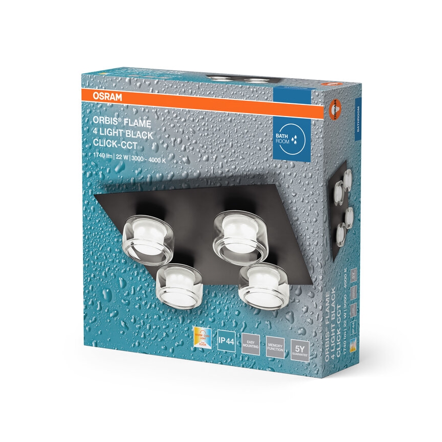 Osram - Plafoniera LED da soffitto per bagno ORBIS FLAME 4xLED/5,5W/230V 3000/4000K IP44 nero