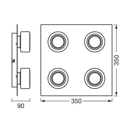 Osram - Plafoniera LED da soffitto per bagno ORBIS FLAME 4xLED/5,5W/230V 3000/4000K IP44 nero