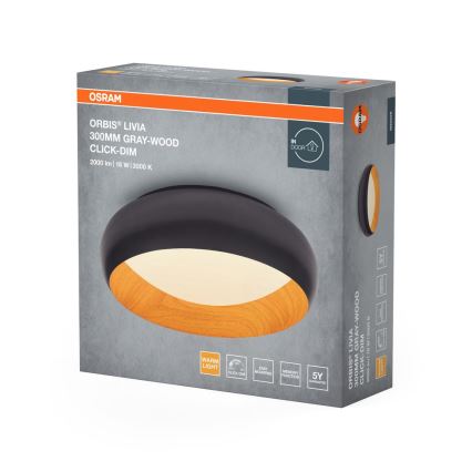 Osram - Plafoniera LED dimmerabile ORBIS LIVIA LED/16W/230V Ø 30 cm antracite/marrone