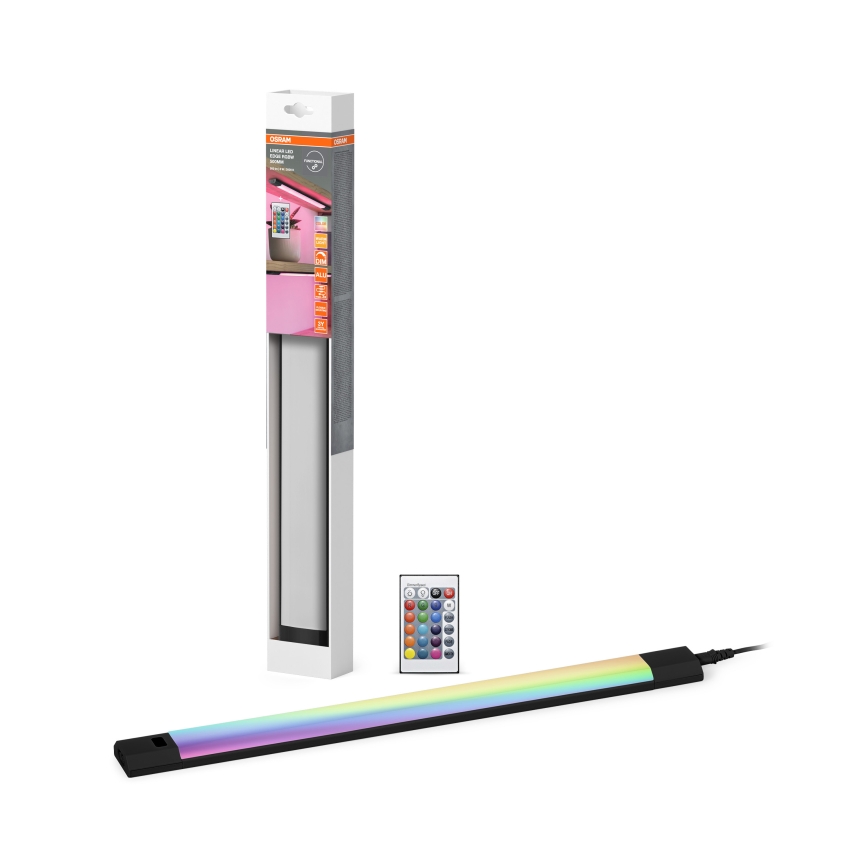 Osram - Lampada sottopensile LED RGBW dimmerabile con sensore di movimento LINEAR EDGE, 8 W, 230 V, 50 cm, nera + telecomando