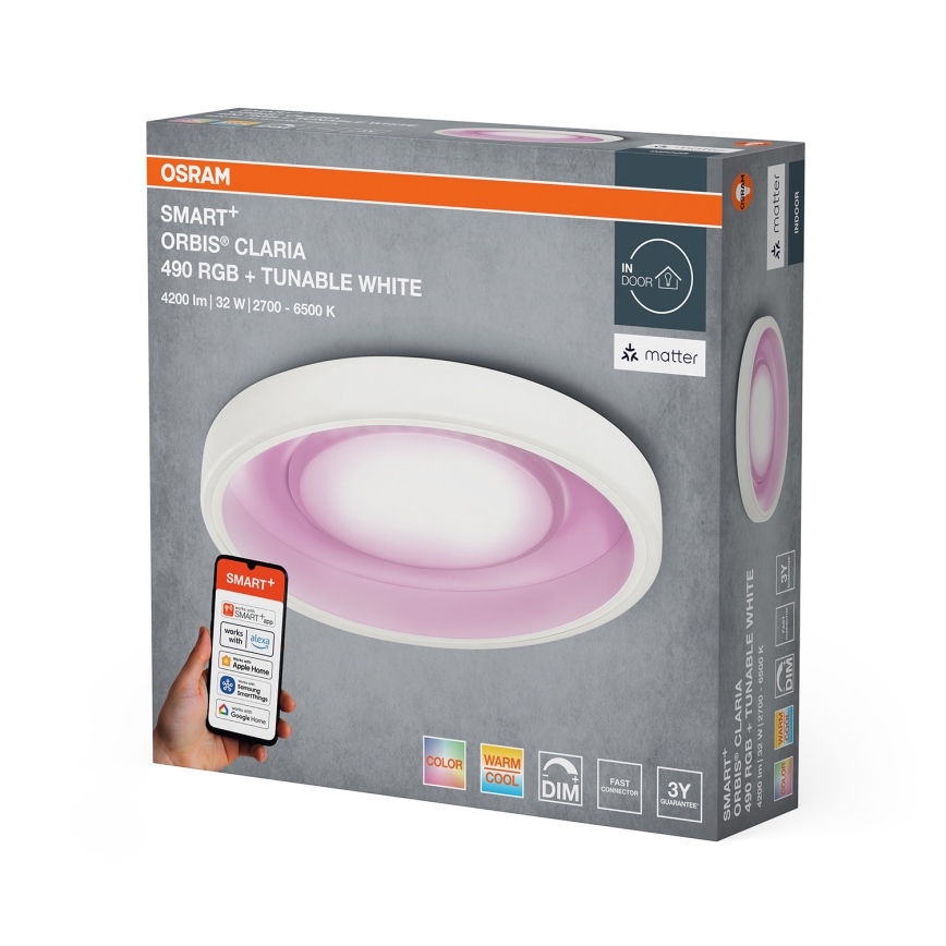 Osram- Plafoniera dimmerabile a LED RGBW SMART+ CLARIA LED/32W/230V Ø 49 cm 2700-6500K Wi-Fi