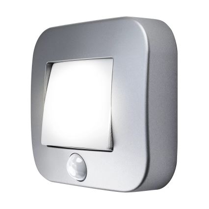 Osram - Lampada orientativa LED con sensore NIGHTLUX LED/0,3W/3xAAA IP54 argento