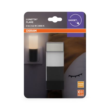 Osram - Luce notturna LED con sensore crepuscolare LUNETTA LED/0,2W/230V nera