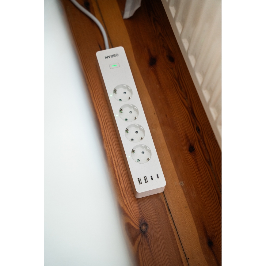 Osram - Multipresa SMART+ 4 prese tipo F + 2x USB-A + 2x USB-C con Wi-Fi