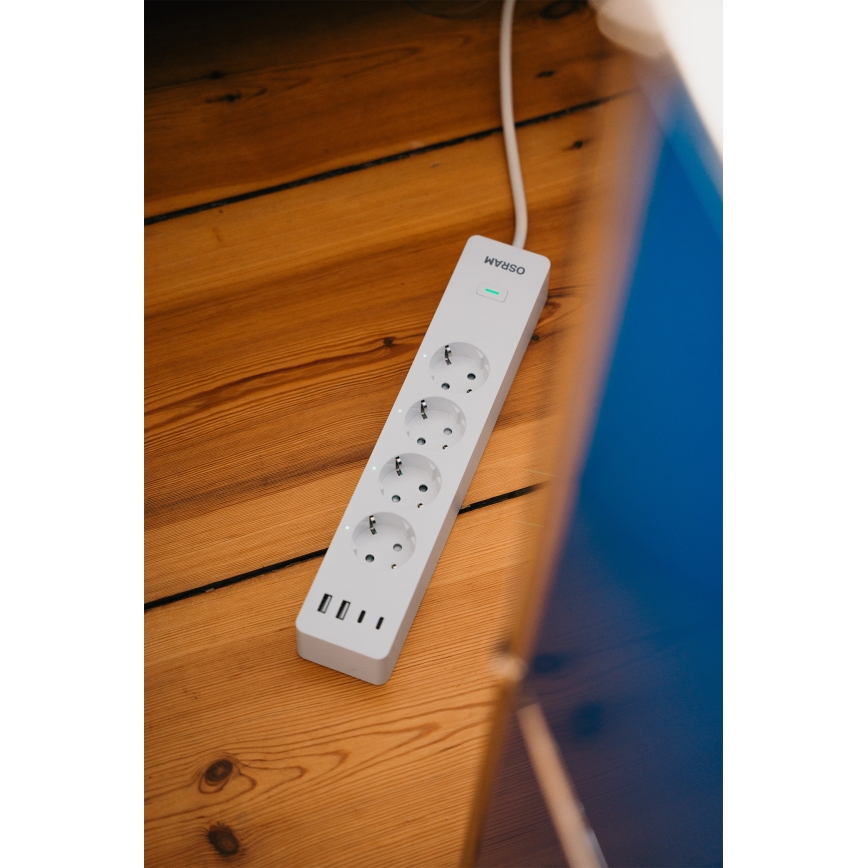 Osram - Multipresa SMART+ 4 prese tipo F + 2x USB-A + 2x USB-C con Wi-Fi